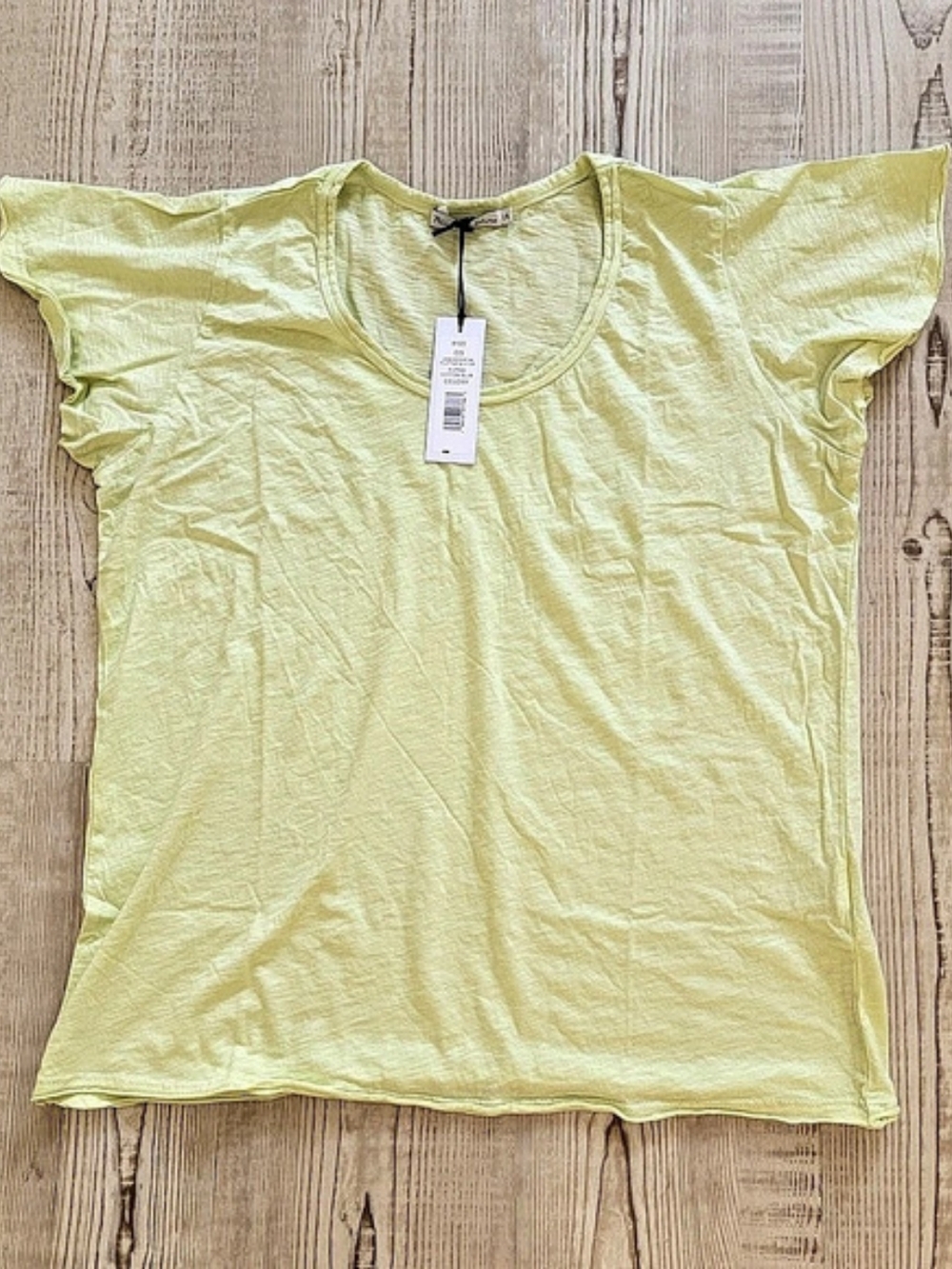 NWT Supima Cotton Michael Stars Jana Scoop NK Flutter SLV Top in Celery Size OS